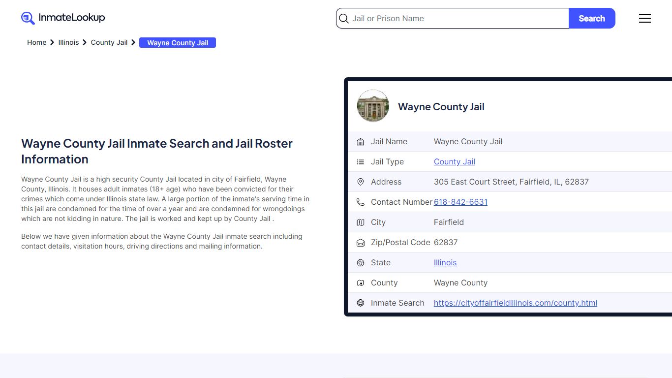 Wayne County Jail Inmate Search and Jail Roster Information